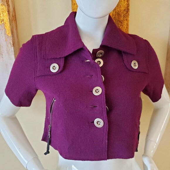 Millard Fillmore Purple Wool Blended Cropped Retro Jacket SZ S - Picture 1 of 9